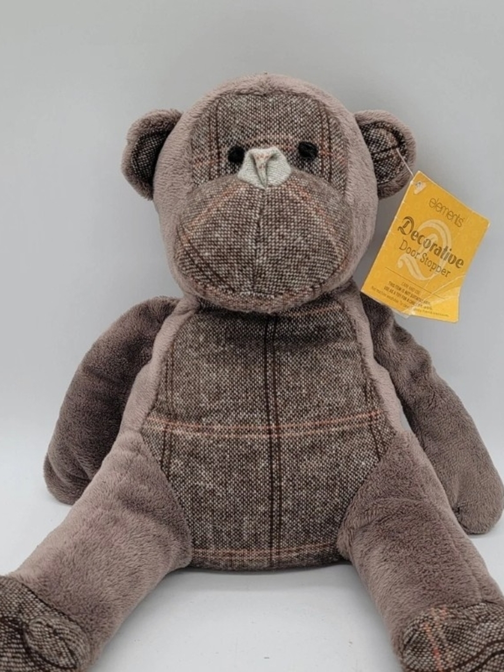 Decorative Plush Monkey Door Stopper - Brown Plush & Tweed